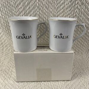 Lot Of 2‎ Gevalia Kaffe Coffee Mug Tea Cup Gift Set White Gold Rim Original Box